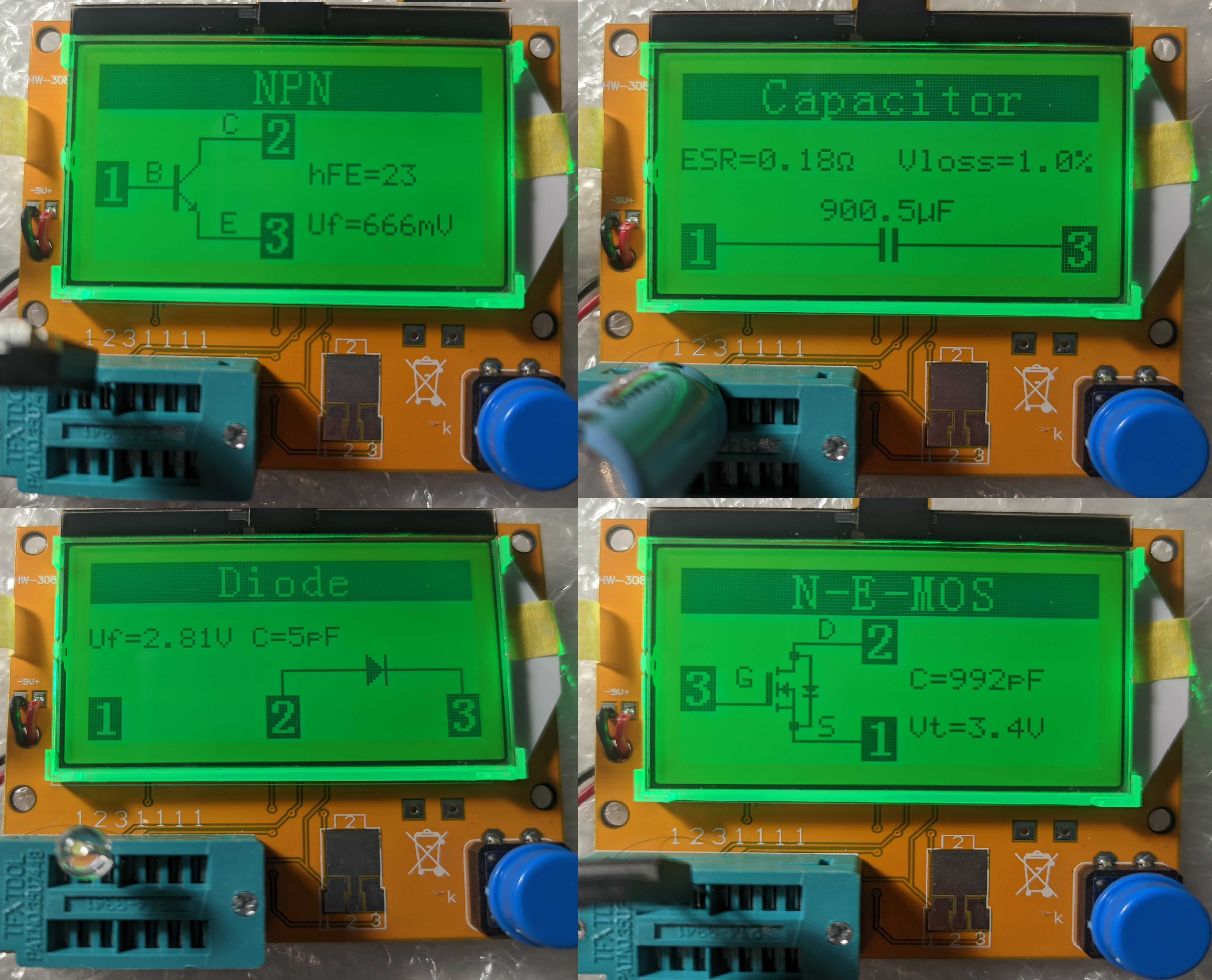Тестер транзисторів LCR-T4 на ATMega328p