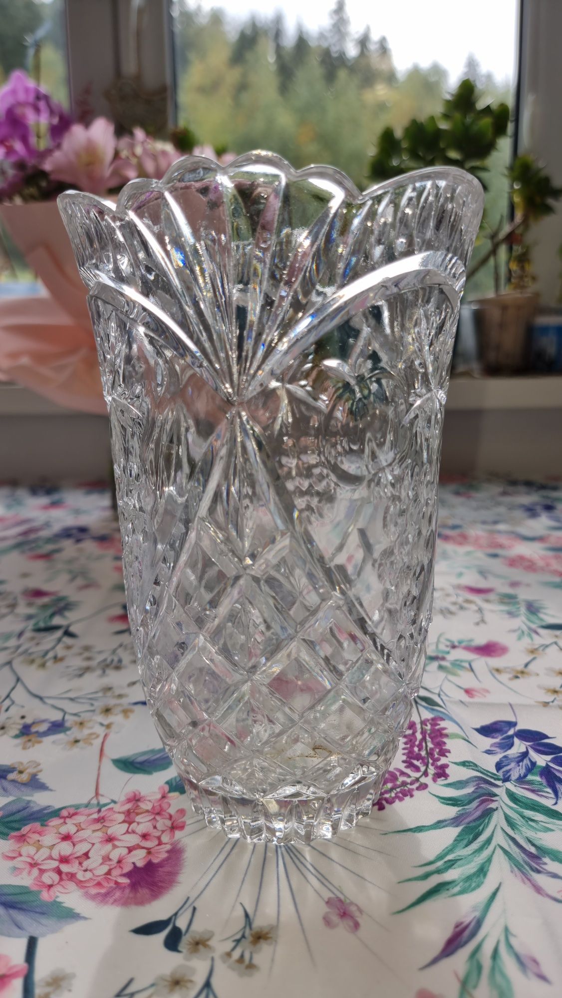 Piękny kryształowy wazon PRL