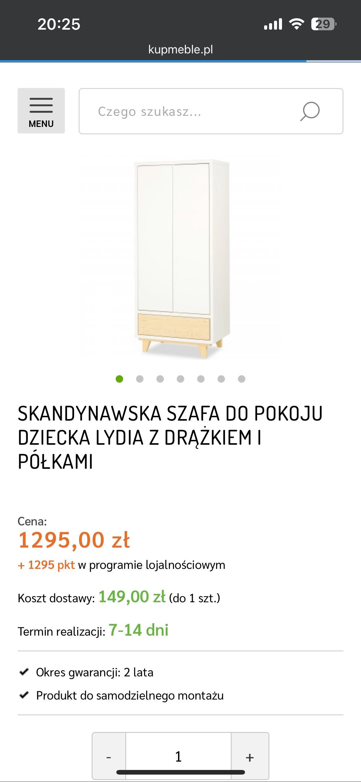 Szafa dziecięca lydia, skandynawska , biała, ,solidna