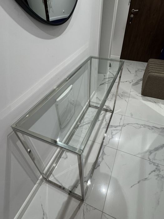 Nowoczesna konsola z Hoomla metal + szkło – bardzo dobry stan