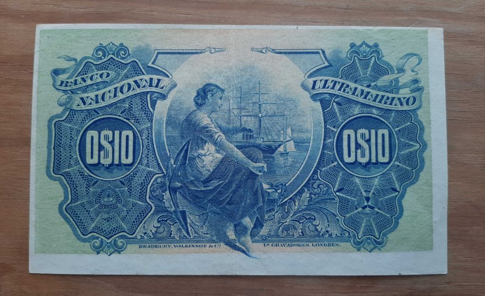 Nota Moçambique 10 Centavos Português 1914 - com 111 anos!