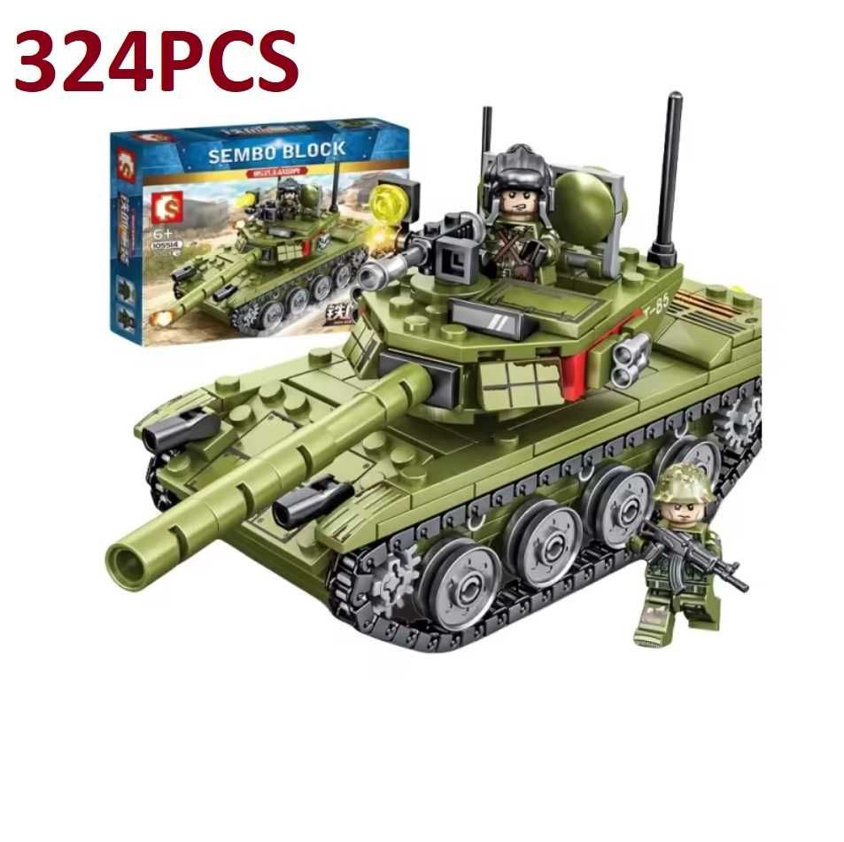 Klocki Konstrukcyjne kompatybilne z LEGO Czołg T 85 324 el + 2 ludziki