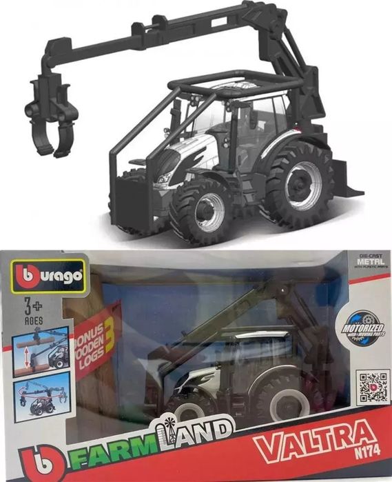 Valtra N174 z kłodami napęd BBURAGO. Bburago