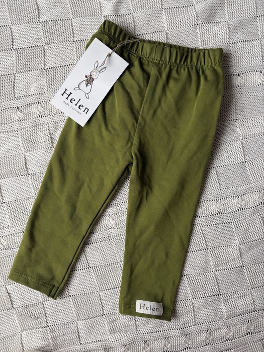 Getry legginsy Helen falbanki kokarda brudny roz zielony 68 nowe