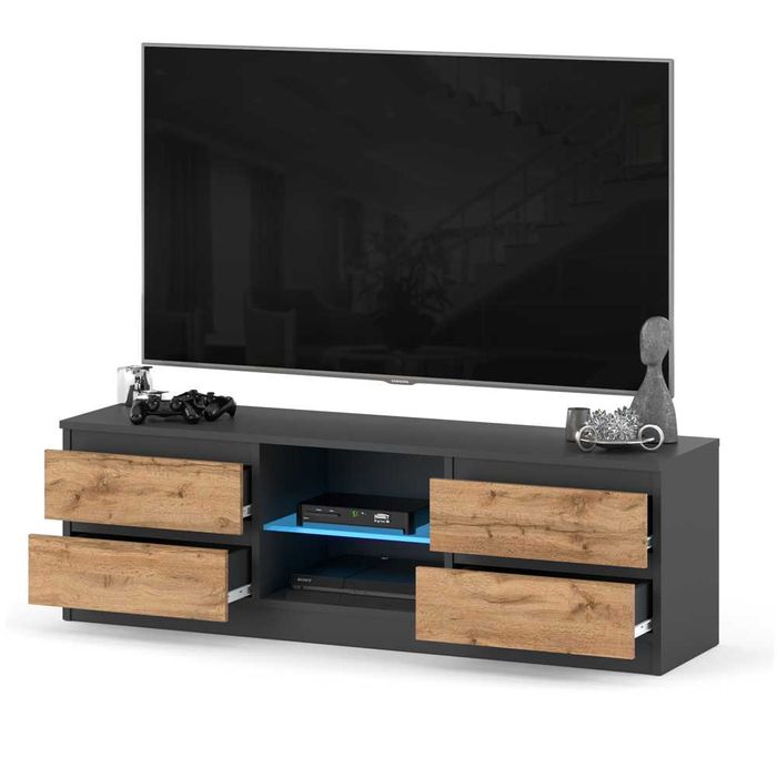 Szafka Stojąca RTV Pod Telewizor Quattro 4 Szuflady Nowoczesna 138cm