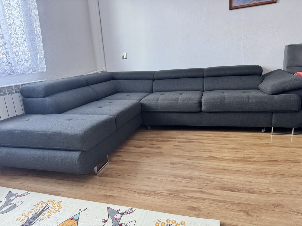 Naroznik tapicerowany kanapa antracyt 270x220 rozkładany