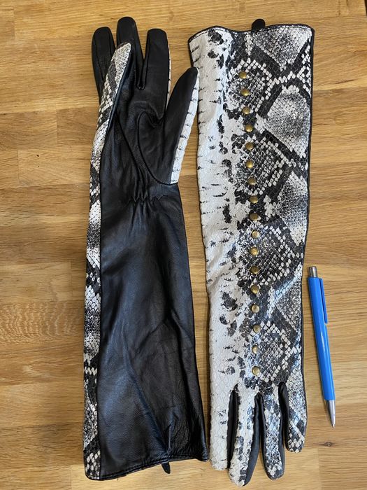 Rękawiczki długie skórzane, wąż