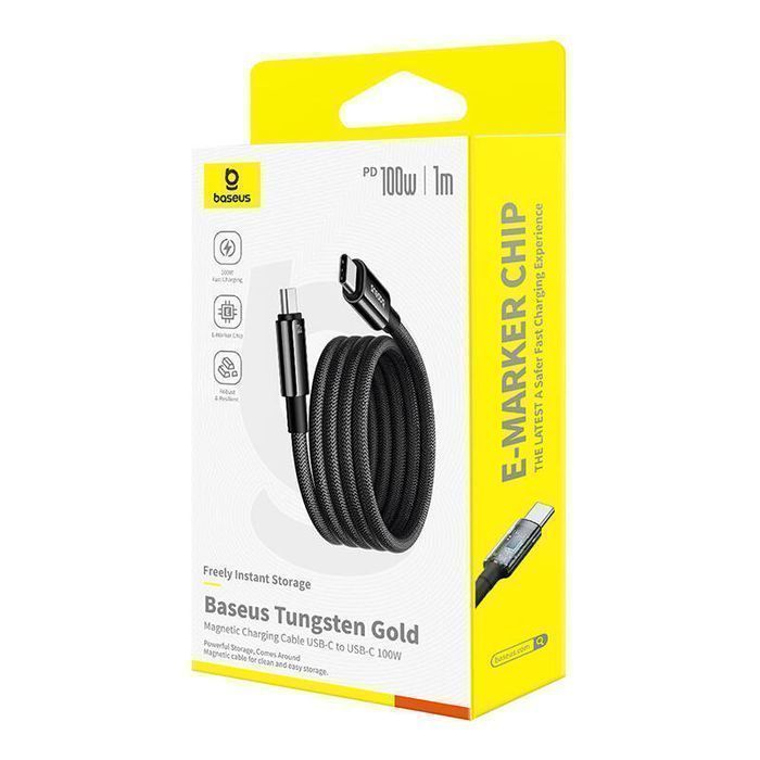 Kabel Usb Baseus Tungsten Gold Usb-C Do Usb-C 100W 1M (Czarny)