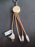 Wieloportowy multikabel do ładowania bambus 3w 1 i brelok
