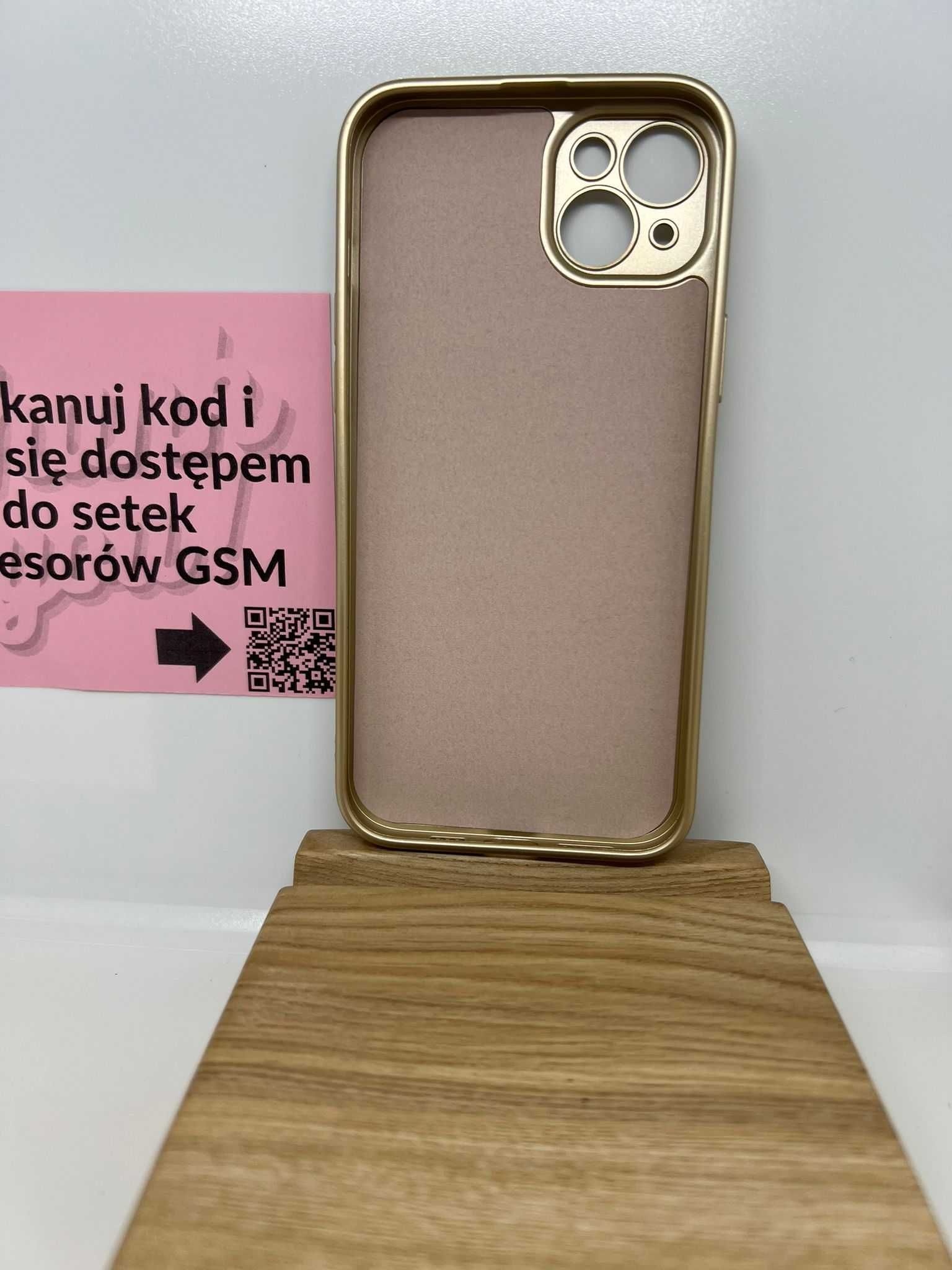 Etui Silicone Metallic Mikrofibra - iPhone 14PLUS - Złoty