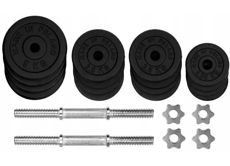 HANTLE ŻELIWNE 2x20 kg gryf Talerze zestaw 40kg NOWE !!!