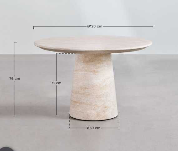 Mesa NOVA de cimento travertino (imita pedra travertino) da loja Sklum