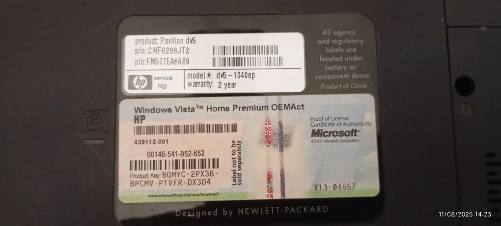 PC HP Pavillion DV5 para peças