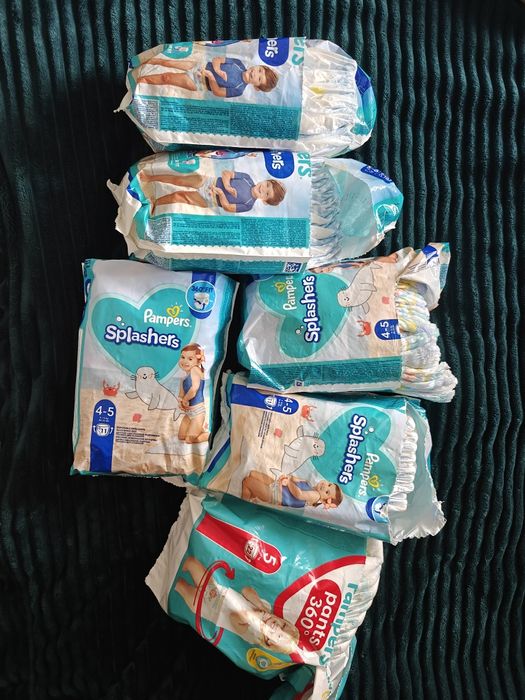 Pampers splashers 5-6; 4-5; Pampers pants 5