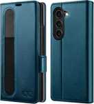 OCASE etui skórzane do Samsung Galaxy Z Fold 6  pawi niebieski szkło