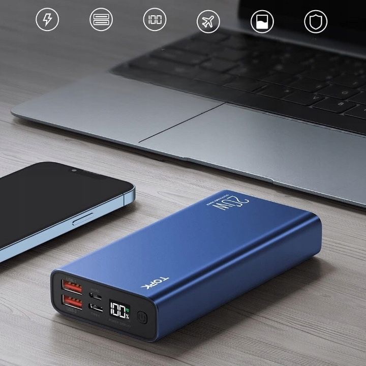 Powerbank szybka ładowarka PD 20W QC 3.0 USB C A micro 20000 mAh TOPK