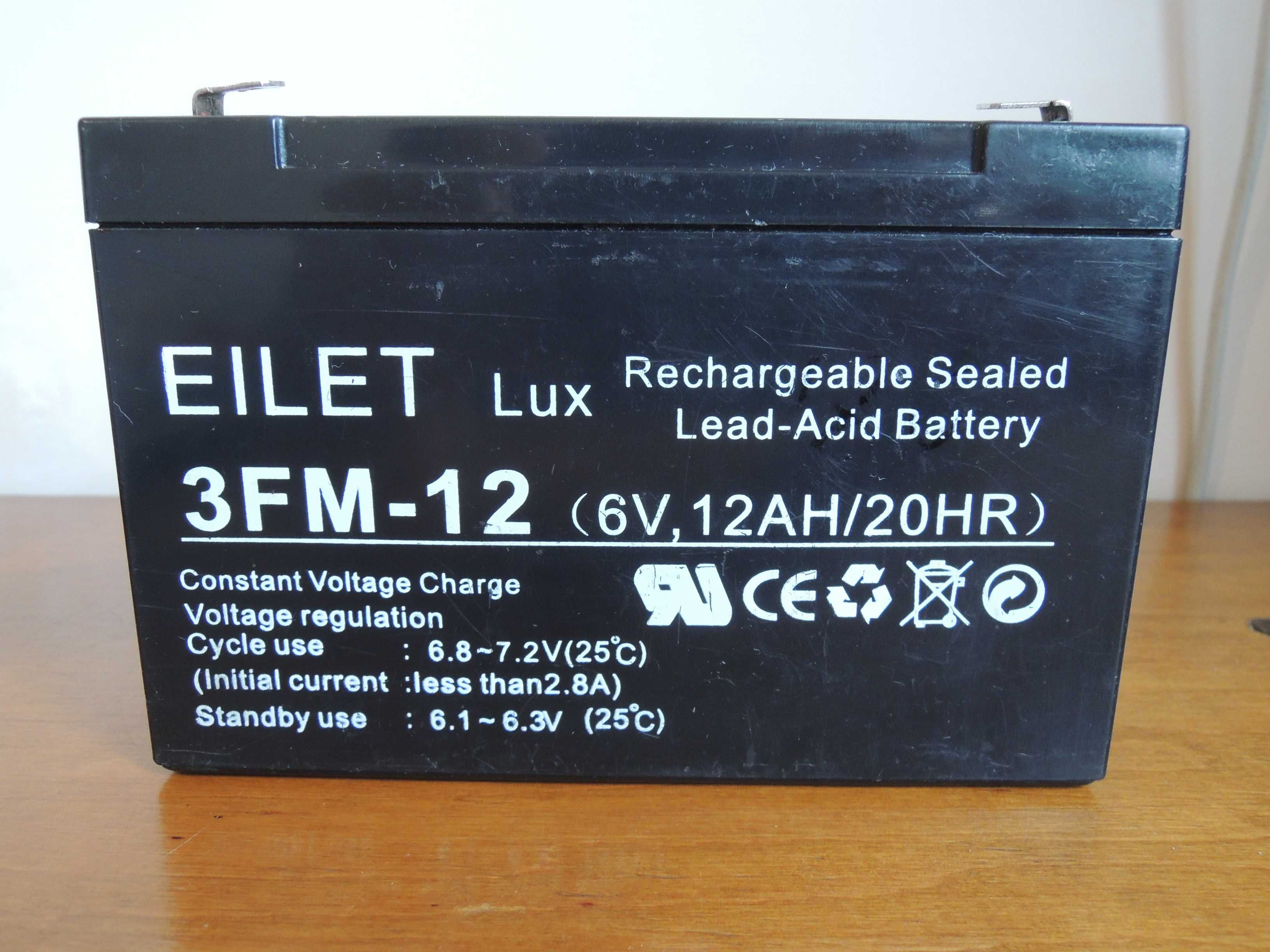 AGM аккумулятор EILET 3FM-12 (6V 12AH), не рабочий