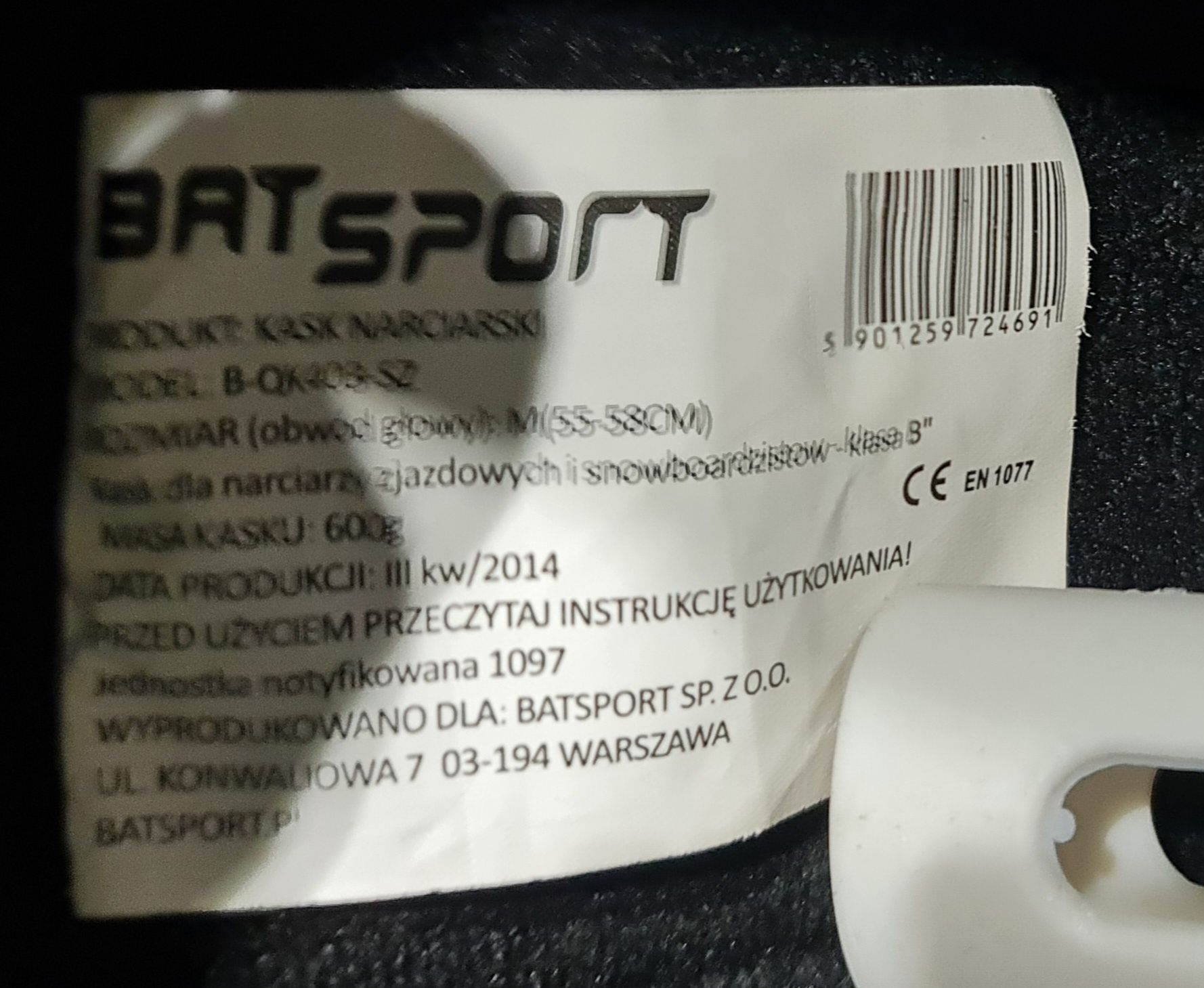 Kask narciarski snowboard BAT SPORT rozmiar M 55-58cm srebrny stan bdb