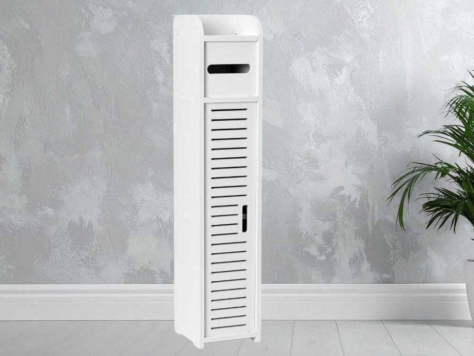 Szafka Regał Póła Łazienkowa Stojąca Ażurowa Półka na Papier Biały