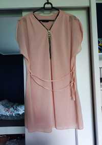 Łososiowa brzoskwiniowa damska elegancka tunika sukienka mini S/M