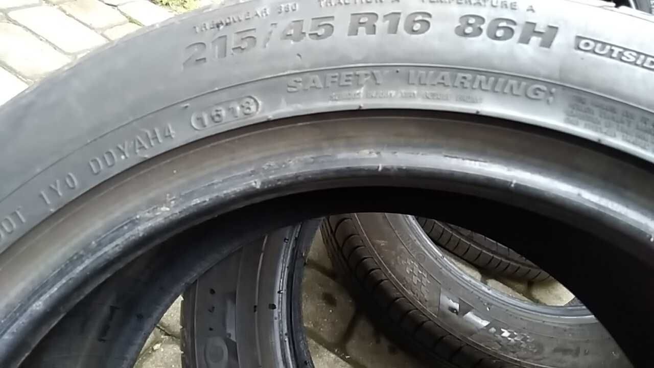 opony jak NOWE 4 szt .215/45/16 86 H Kumho