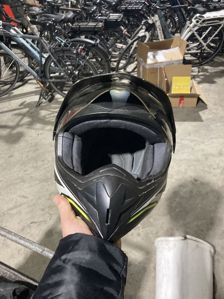 Kask na motocykl motocyklowy crossowy z daszkiem plus rękawice