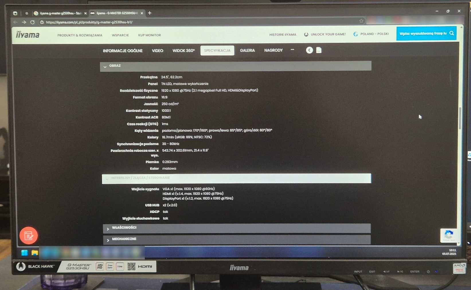 Monitor IIYAMA G-master G2530HSU FHD 1ms