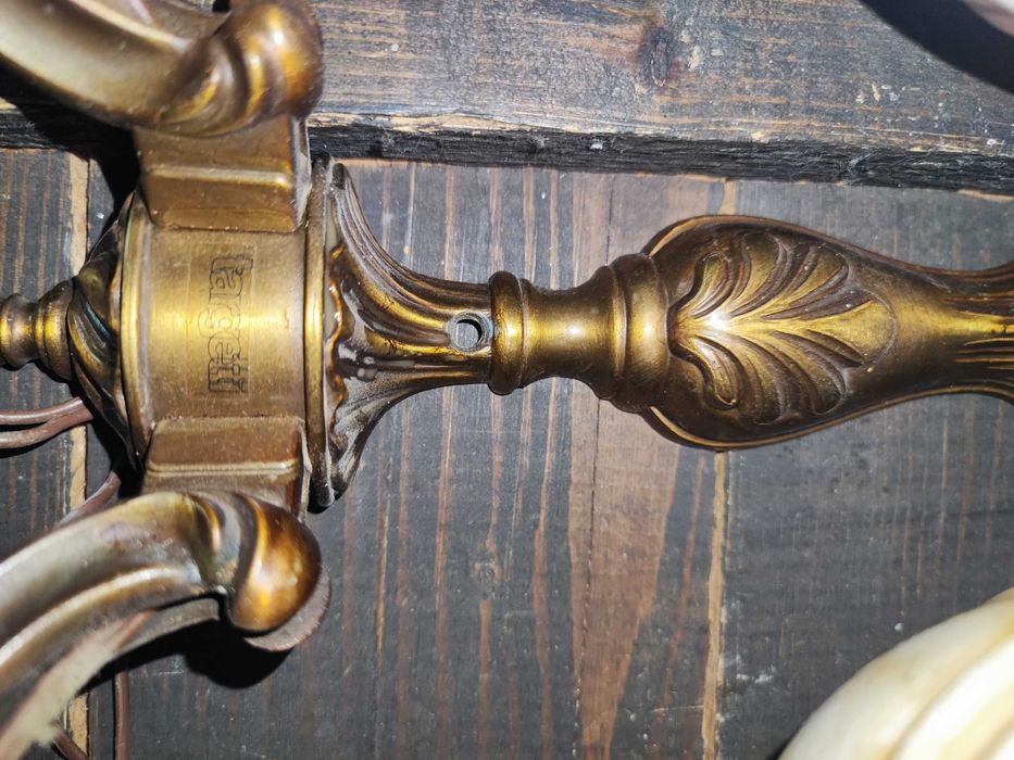 Stare kinkiety z mosiądzu ceramika Targetti