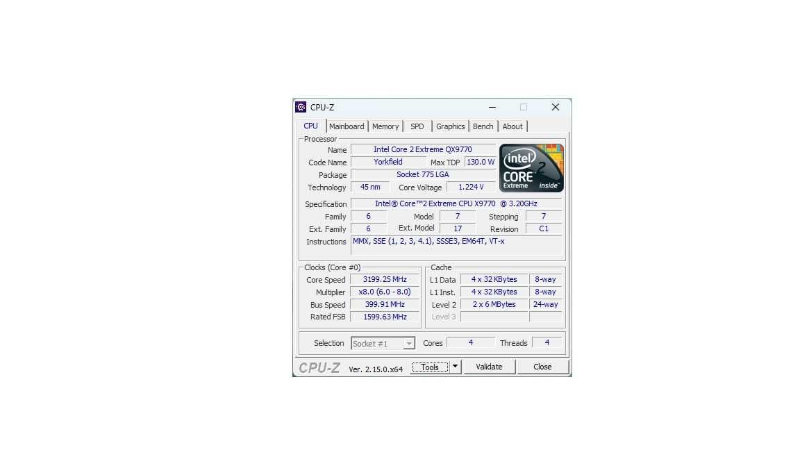 Intel Core 2 Extreme QX9770 Socket LGA 775