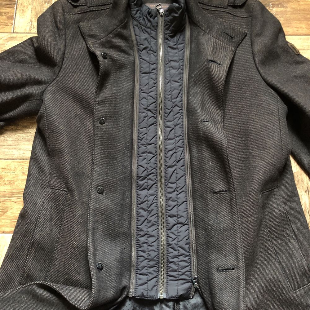 Пальто Selection by Oliver чоловіче сіро-коричневе вовняне L-XL