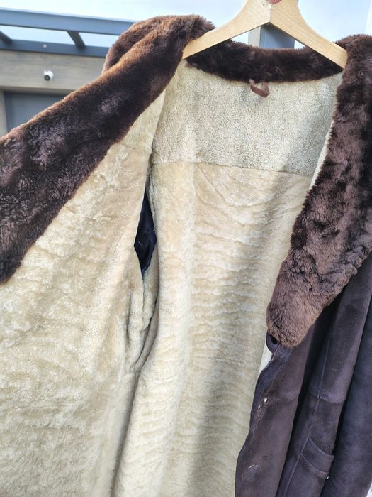 Duży kożuch męski - naturalna skóra barania - PRL