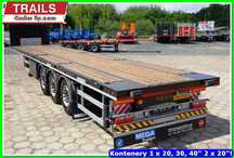 Budowlanka DMC 45 TON, zamki kontenerowe, MOCNA!!!  NACZEPA 13.600 mm - z placu! Drewno twarde, zderzak pneumatyczny!