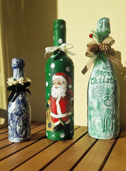 Сувенір, подарунок, хенд мейд, новорічні свята. Декорована пляшка