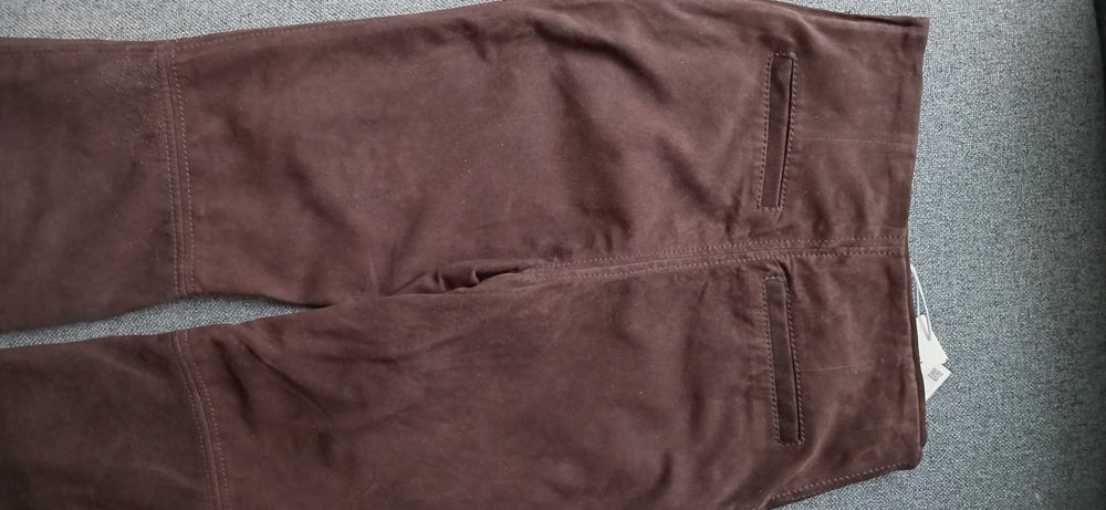 Spodnie z naturalnej skóry/zamsz/ Reserved XS brązowe
