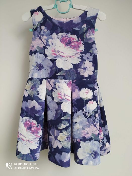 Sukienka wizytowa nie pepco, ślub, wesele, 98 /104 kwiaty, piwonie