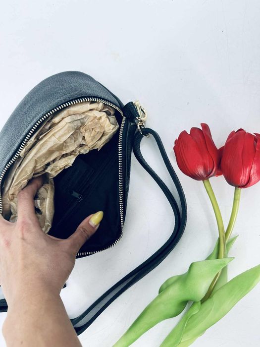 Nowa skórzana nerka damska czarna dolaro