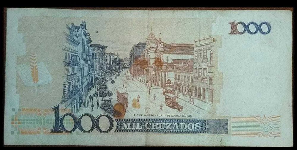 Nota de 1000 cruzados referência ao Machado de Assis