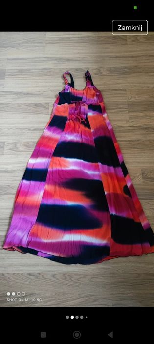 Namaste Energetyczna długa sukienka tie-dye pink orange wiskoza S