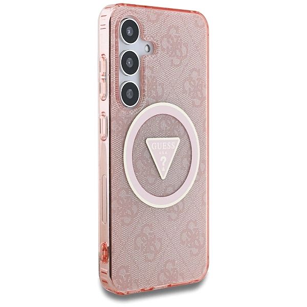 Etui Guess 4G Glitter Triangle Buttons MagSafe do Samsung Galaxy S25 r