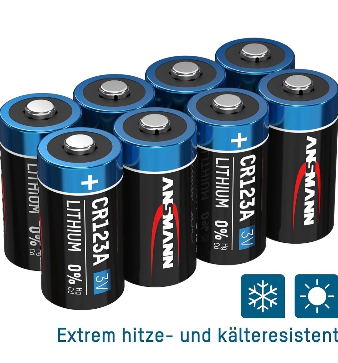 Bateria litowa ANSMANN CR123A 3 V - zestaw 8 baterii CR123