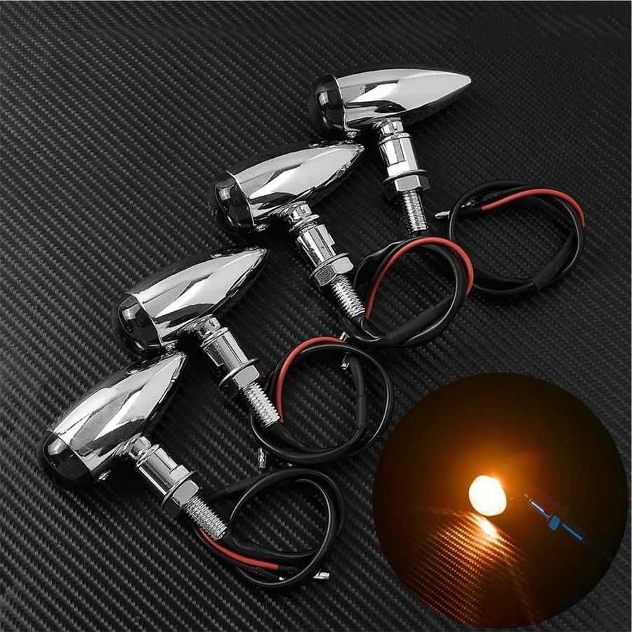 Par de piscas bala premium metal moto chopper bobber