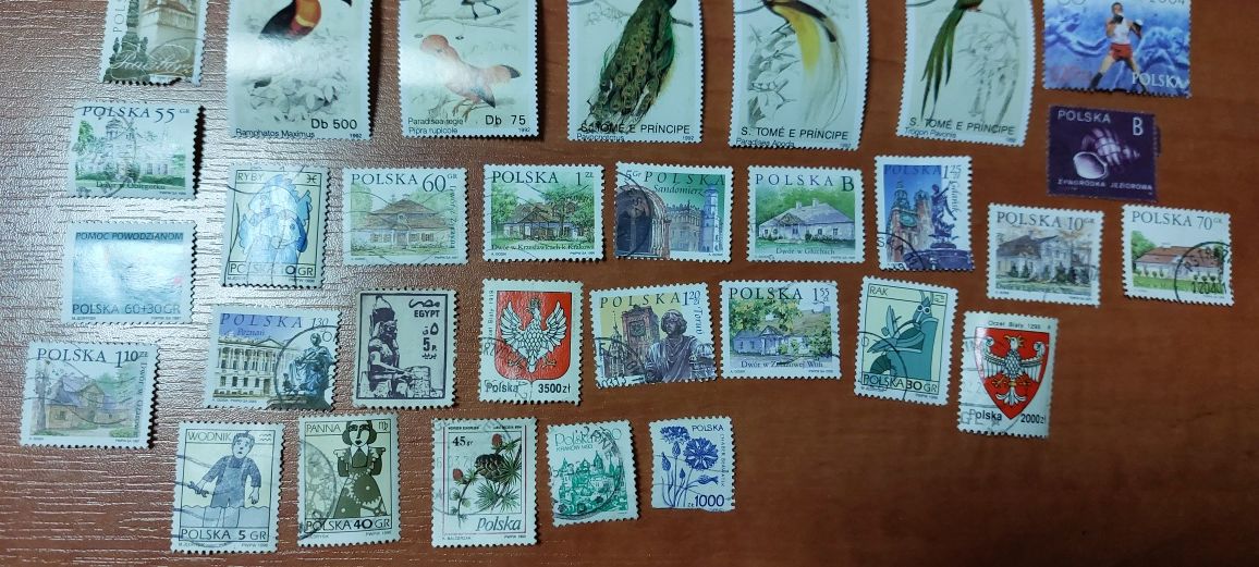 Znaczki pocztowe mix 45 sztuk zestaw  ptaki egzotyczne  7 sztuk 2 bard