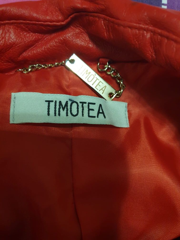 Casaco de couro da marca italiana Timotea, novo