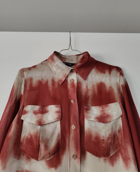 Koszula Massimo dutti 36 S tie dye bordowa wiskozowa beżowa