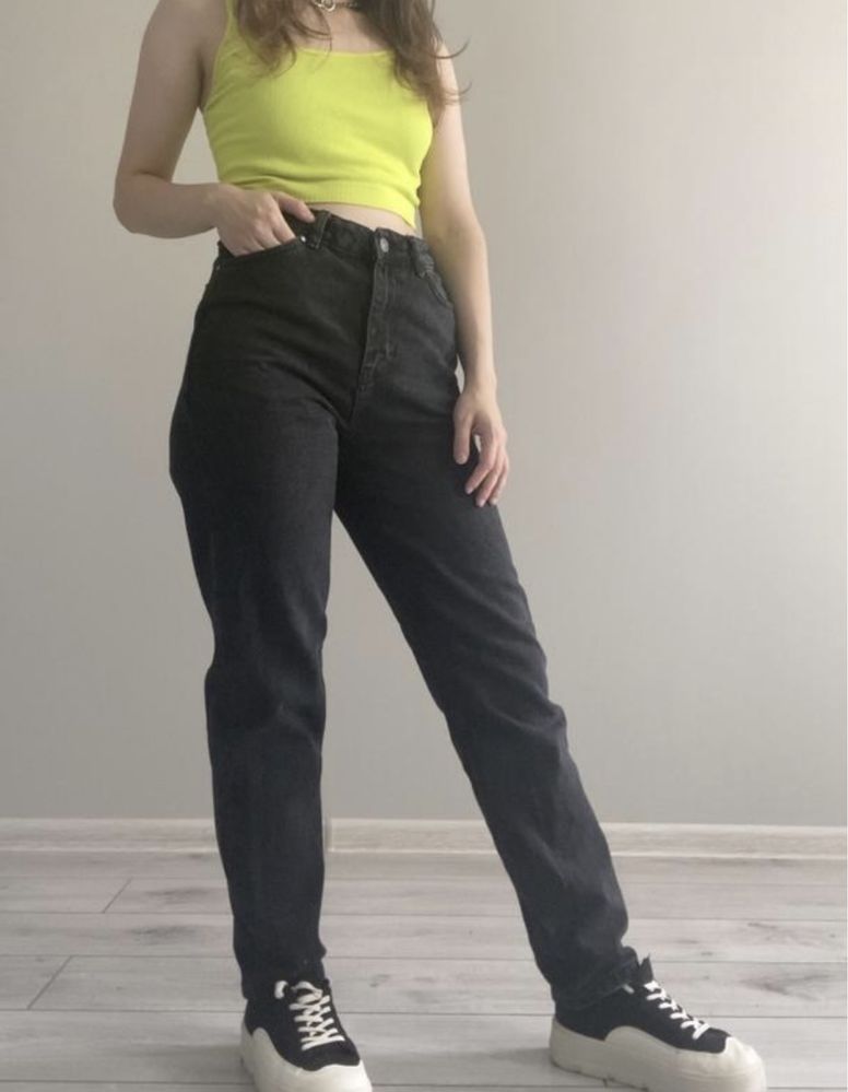 Чёрные джинсы прямого кроя, свободные, 36 размер (eu)