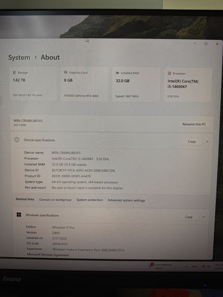 Komputer i5 14600kf rtx 4060