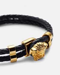 Versace Medusa Braided Leather Bracelet Unisex