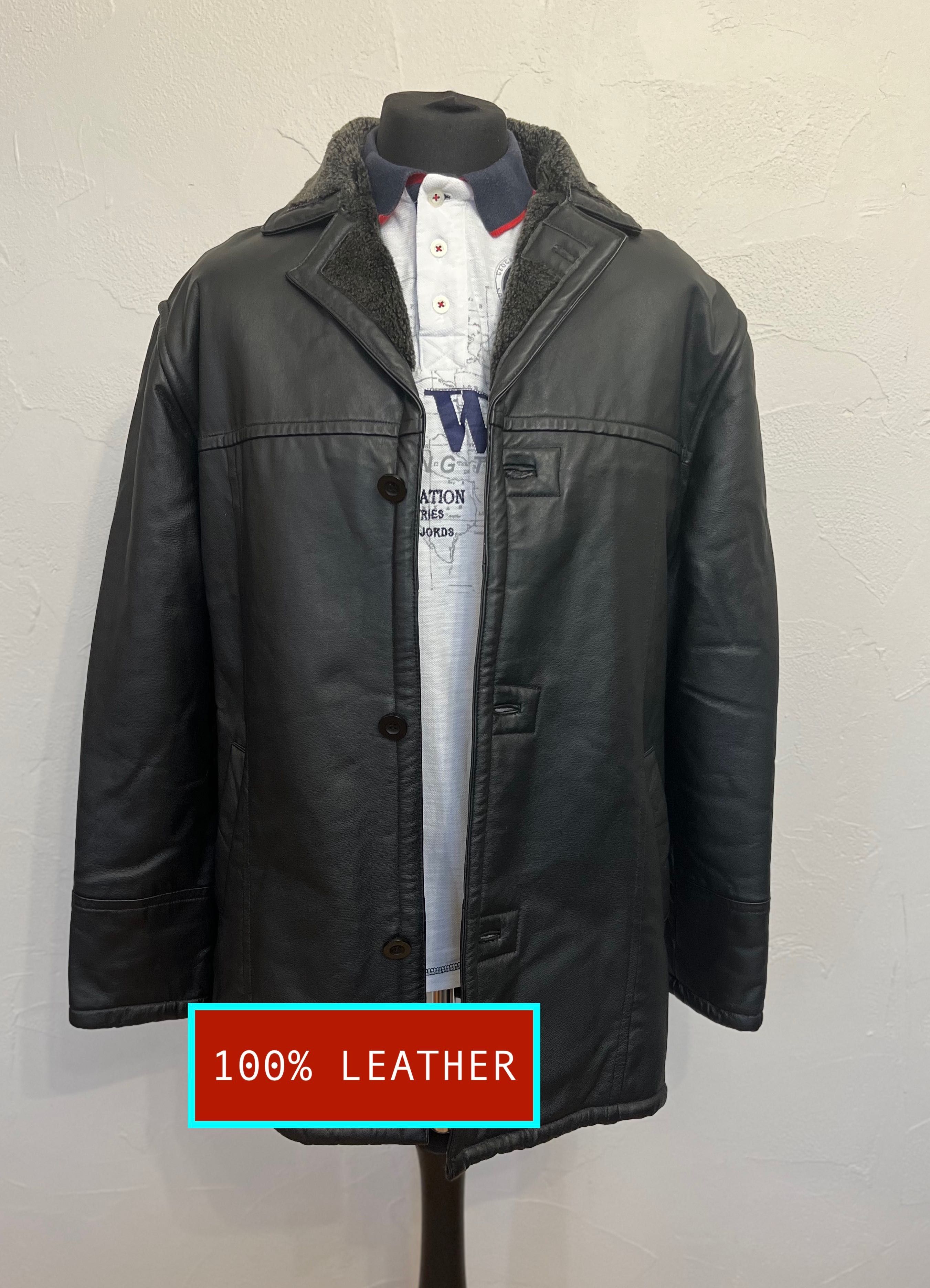 Kurtka skórzana długa płaszcz 100% Leather L/XL