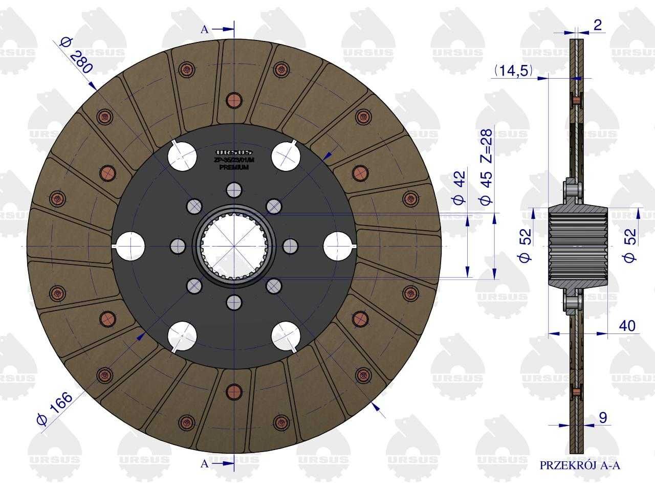 Tarcza sprzęgła II stopniaC-360 PREMIUM ORYGINAŁ URSUS