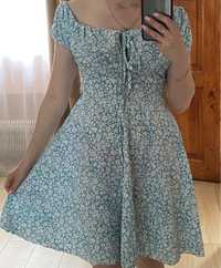 Сукня голубого кольору у квітковий принт, ціна: 750грн